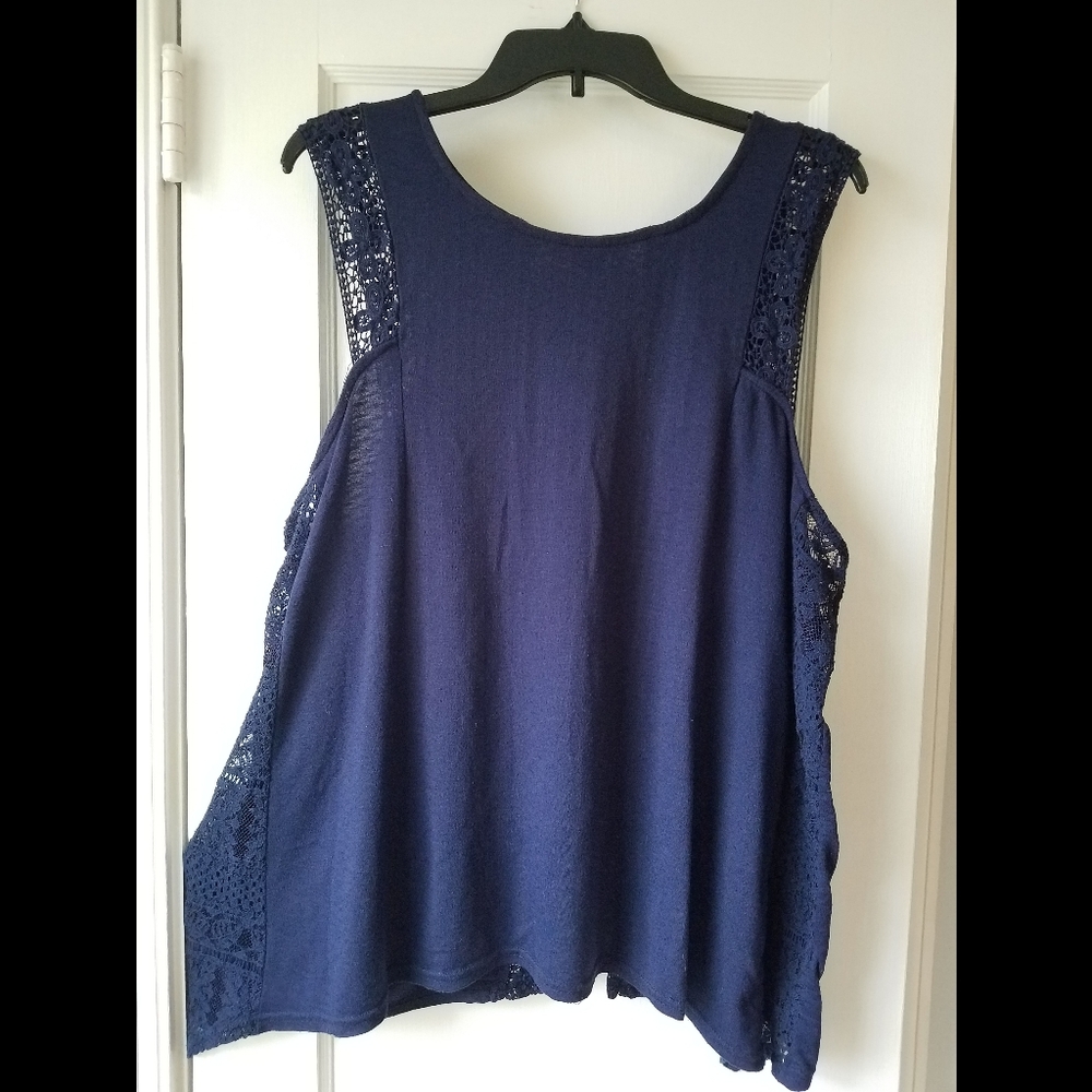 Shark Bite Navy Lace Tank